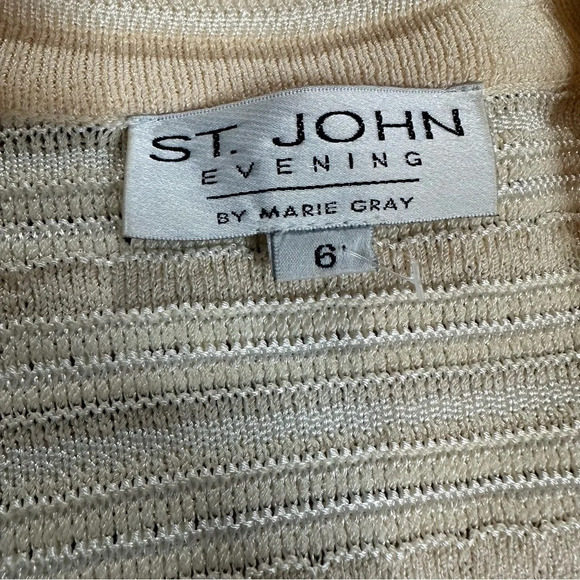 St. John Evening 3pc Ivory Paillette Skirt Suit. Sz: 6/10 - Picture 11 of 14